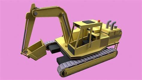 D Model Lowpoly Excavator Vr Ar Low Poly Cgtrader