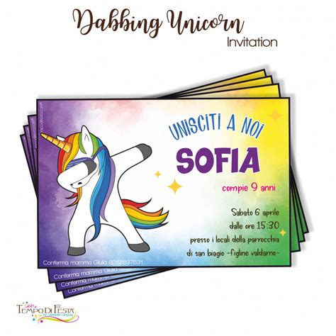 Inviti Personalizzati A Tema Dabbing Unicorn Tempodifesta