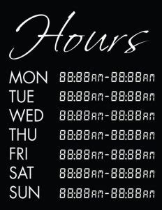 Free Business Hours Of Operation Sign Templates Customize Print