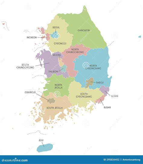 Mapa Vectorial De Corea Del Sur Con Provincias Metropolitanas Y