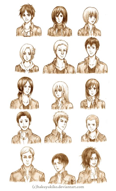 Attack on Titan Character Sketches by hakuyukiko on DeviantArt