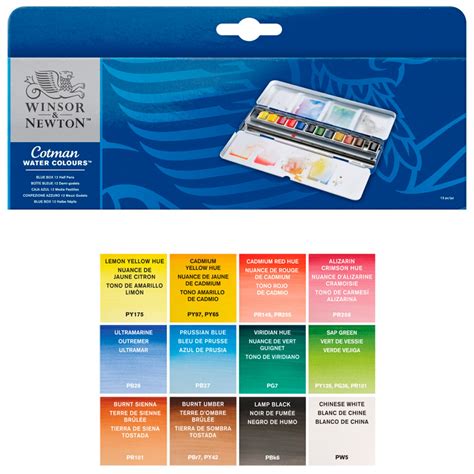 Caja Medias Pastillas Acuarela Cotman Blue Box Winsor Newton Sets Y