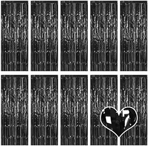 Pack Black Foil Fringe Curtain Backdrop Ft X Ft Metallic