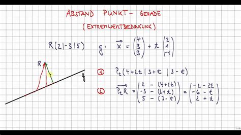 Abstand Punkt Gerade Extremwertbedingung Youtube