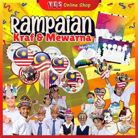 MERDEKA MERDEKA MERDEKA Rampaian Kraf DIY & Mewarna | Button Badge ...