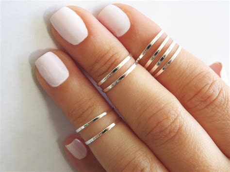 8 Above The Knuckle Rings Silver Stacking Ring Knuckle Ring Thin