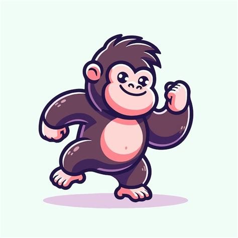 Ilustración vectorial de un lindo gorila de dibujos animados bailando | Vector Premium