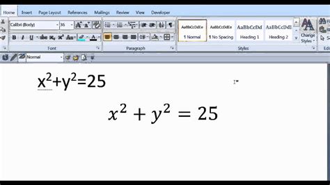 Type Math Equations Using Ms Word Youtube