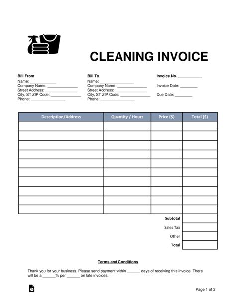 Free Cleaning Housekeeping Invoice Template Word PDF EForms