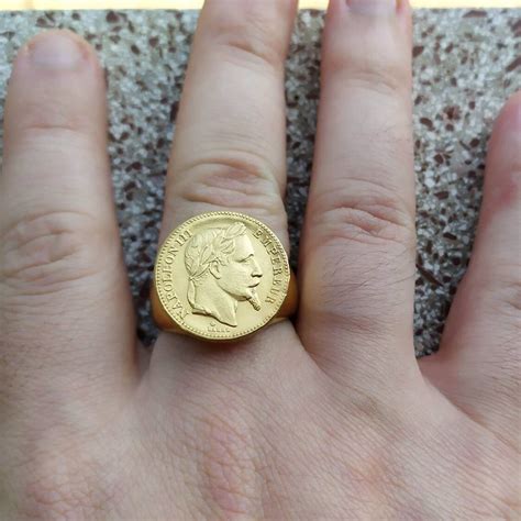 Napoleon Iii Signet Ring In Solid Stainless Steel Gilded With Etsy