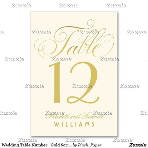 Elegant Gold Calligraphy Script Wedding Monogram Table Number Zazzle