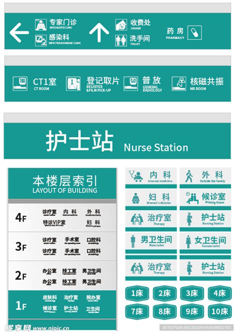 医院整套科室牌指示牌设计图公共标识标志标志图标设计图库昵图网