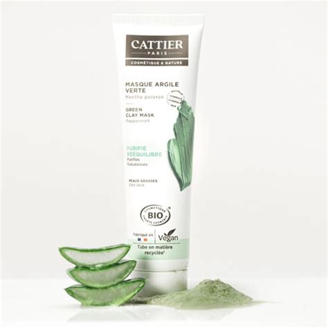 Cattier Masque Argile Verte Peau Grasse Soin Visage Bio Purifiant