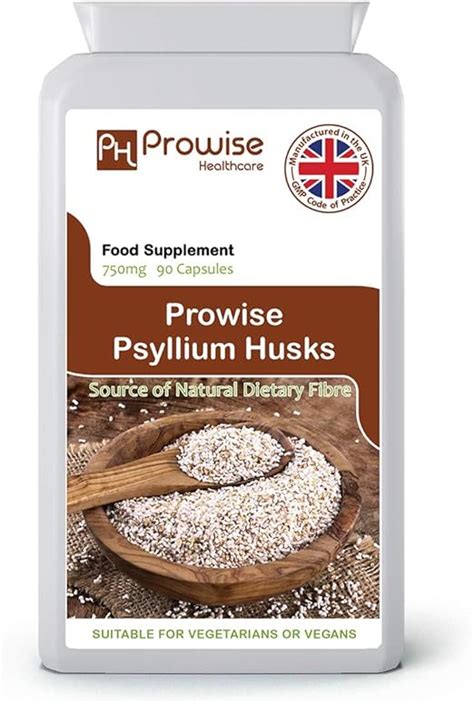 Psyllium Husks 750mg X 90 Capsules Natural Dietary Fibre For Colon Cleansing And Bowel Health