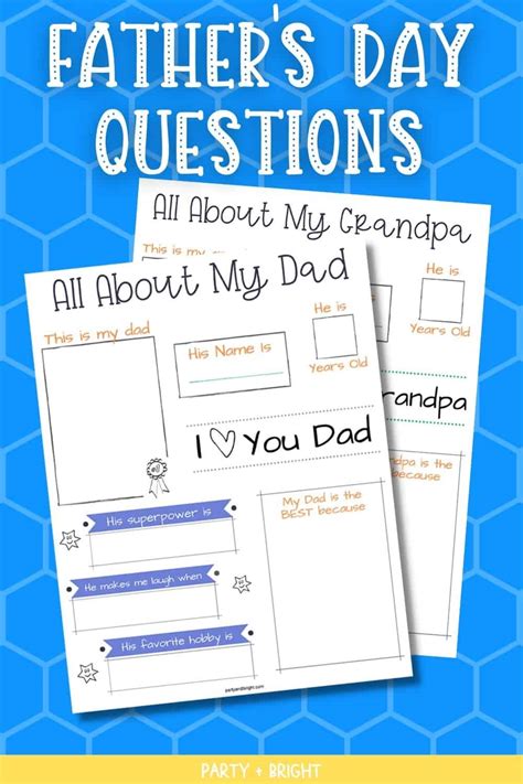 All About My Dad Printable Free Fathers Day T For Dad And Grandpa