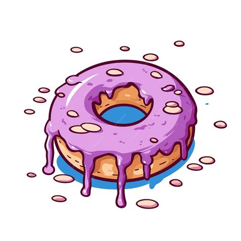 Premium Vector Floating Melted Doughnut Cartoon Vector For Tshirt Design