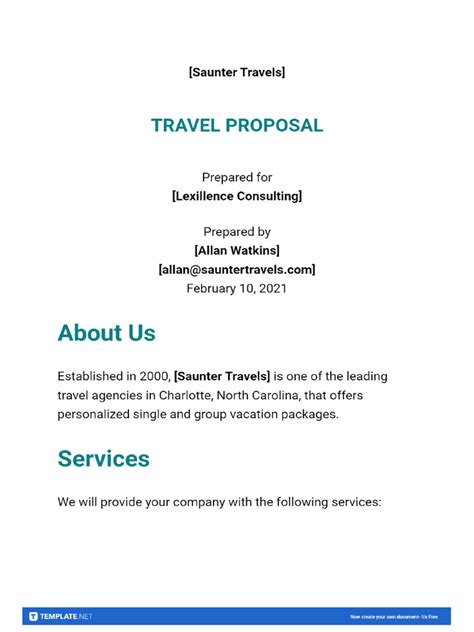 Free Sample Travel Proposal Template Pdf