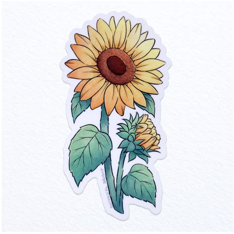 Sunflower Waterproof Vinyl Sticker Botanical Bright Add A Little Beauty To Your Everyday