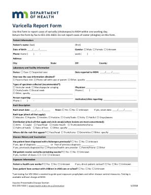 Fillable Online Chickenpox Varicella Reporting Form Emails Will Not