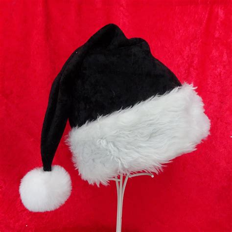 Black Santa Hat with White Fur Trim Novelty Santa Claus Hat | Etsy