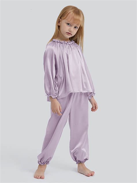 19 Momme Girls Pullover Long Silk Pajama Sets Fs221 14900