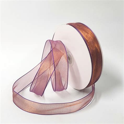 Sheer Two Toned Ribbon 30mm Bronze Mauve Desflora