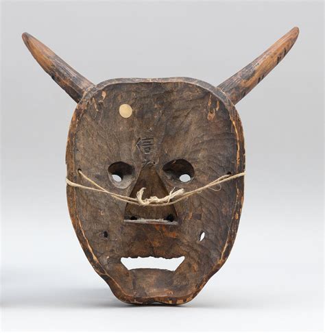 Lot Japanese Carved Wood Noh Mask Meiji Period Length