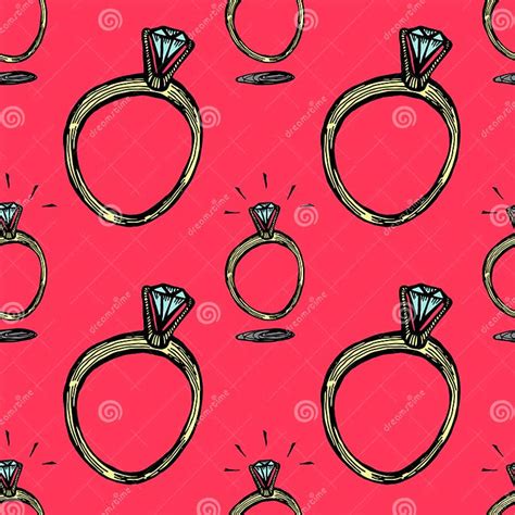 Diamond Ring Seamless Pattern On A Red Background Stock Illustration Illustration Of Ornament