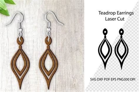 Teadrop Earrings Laser Cut Earrings SVG Graphic By Missloren85