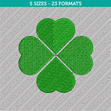 Four Leaf Clover Embroidery Design 5 Sizes Instant Download