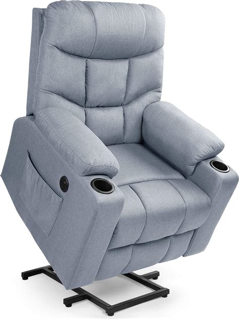 Danrelax Power Lift Chair Textile Recliner With Heated Vibration Massage And Usb Charging Port In