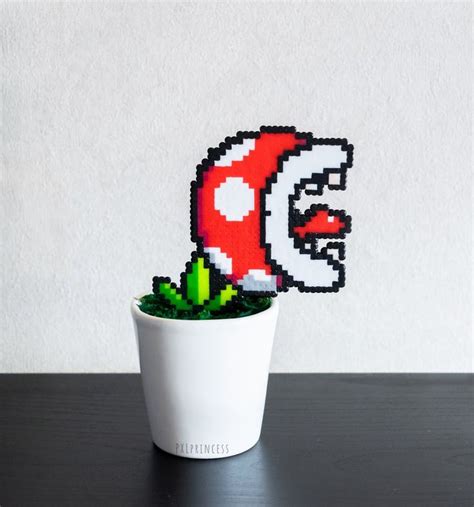 Pixel Plant In Handmade Pot Potted Plant Perler Super Mario Gamer Hama