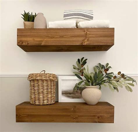 Wood Shelves in Neutral Bathroom - Soul & Lane