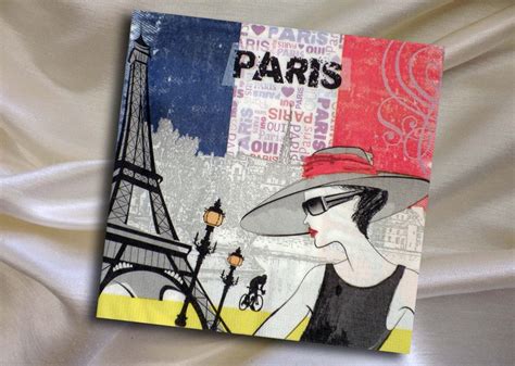 French Woman Paris Eifel Tower Set Of Three Decoupage Paper Etsy Paper Napkins For Decoupage