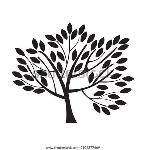 Decorative Simple Tree Vector Illustration Black Stock Vector Royalty Free 2104277669