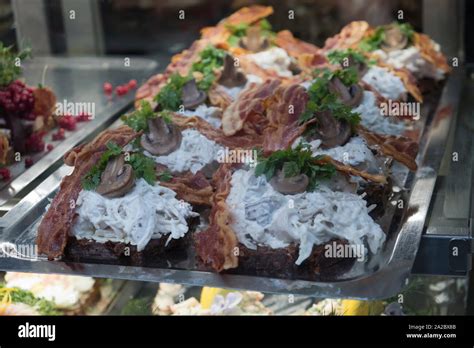 Smorrebrod Counter Inside The Torvehallerne Indoor Market In Copenhagen