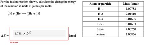 Solved For the fusion reaction shown, calculate the change | Chegg.com