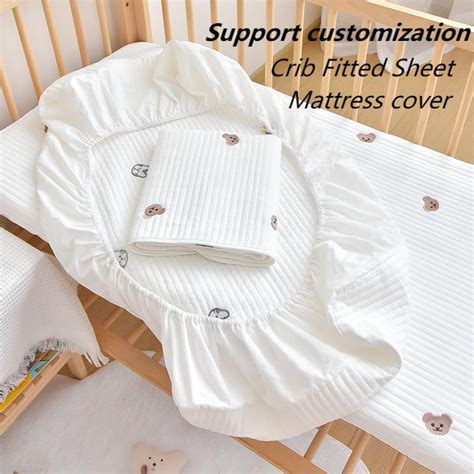 Pure Cotton Crib Fitted Sheet Baby Cot Mattress Cover Baby Bedsheet