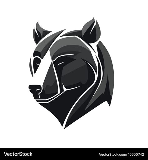 Black White Grizzly Bear Logo Or Polar Bear Head Vector Image