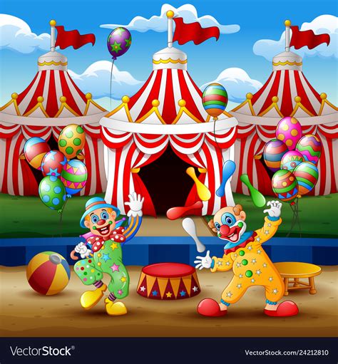 Cartoon clown show and acrobat performance Vector Image