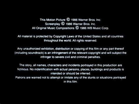 Distributed By Warner Bros MPAA Rating Card R 1986 YouTube