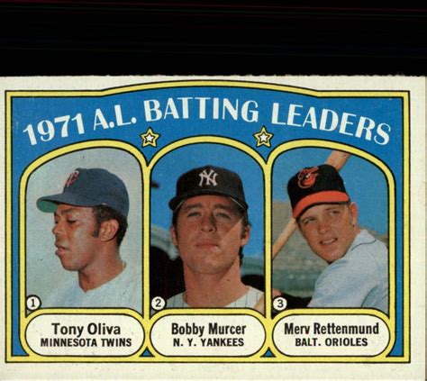 1972 Topps 86 AL Batting Leaders Tony Oliva Bobby Murcer Merv