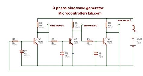 three phase sine wave generator