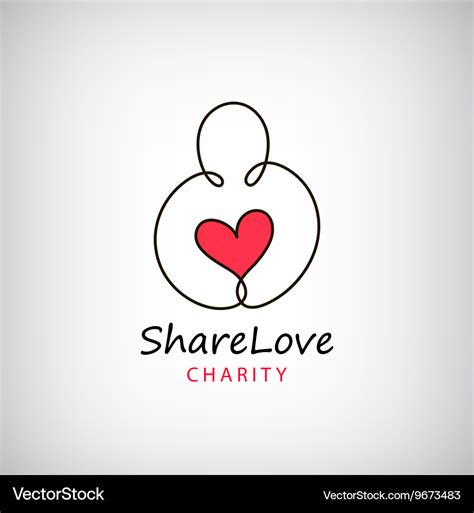 Charity logo heart in hand symbol sign Royalty Free Vector