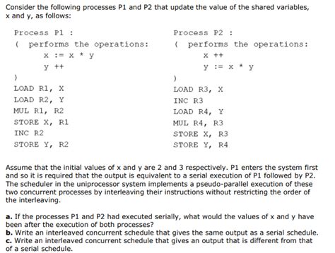 Solved Consider The Following Processes P And P That Chegg