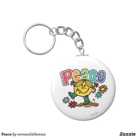 Frieden Schlüsselanhänger Little Miss Keychain Zazzle Peace T