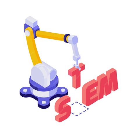 Premium Vector Automated Robotic Arm Building Word Stem In 3d