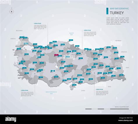 Turkey Vector Map With Infographic Elements Pointer Marks Editable