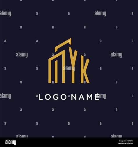 Yk Initial Monogram With Building Logo Design Vector Graphic Stock