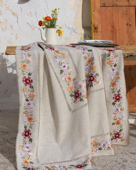 Embroidered handmade tablecloth with flowers design – Beauty & Tradition